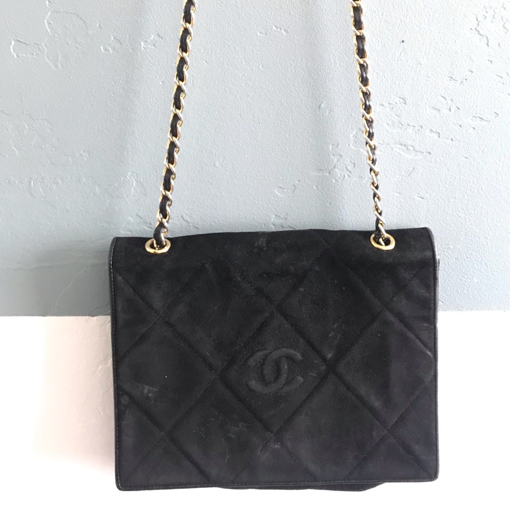 Authentic Vintage Chanel Suede Shoulder Bag